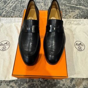 Hermes Black Leather Men's Athletic Shoes